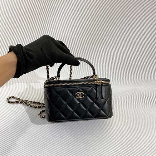 [1002486]98新Chanel黑金羊皮手柄化妆